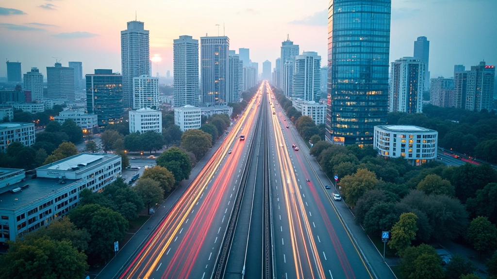 Rīgas pilsētas skats ar modernu tehniku, sensori uz ēkām un intelektuāla transporta sistēma
