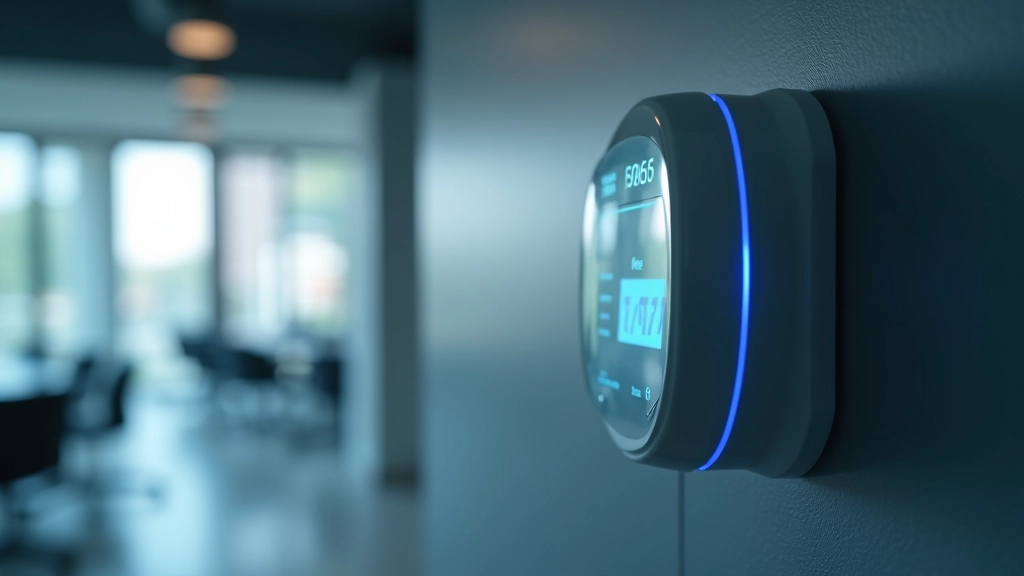 Enerģijas efektivitātes sensori uz ēkas sienas ar LED indikatoriem, kuriem redzama reālā laika enerģijas patēriņa informācija